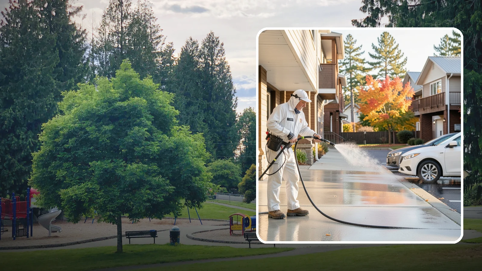 Apartment Pressure Washing in Bonney Lake, Pierce County, WA - We keep Washington apartment complexes clean from breezeways to parking areas so residents feel proud to come home.