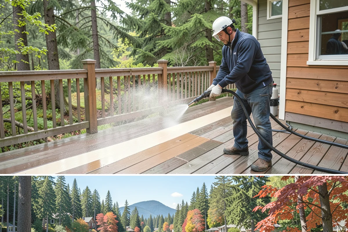 Apartment Pressure Washing in Covington, King County, WA - Stairwells and breezeways benefit from twice-yearly cleaning, ideally in spring and fall, to fight persistent Northwest moisture.