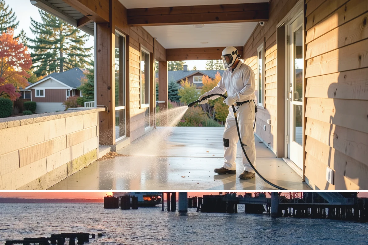 Apartment Pressure Washing in Edmonds, Snohomish County, WA - Stairwells and breezeways benefit from twice-yearly cleaning, ideally in spring and fall, to fight persistent Northwest moisture.