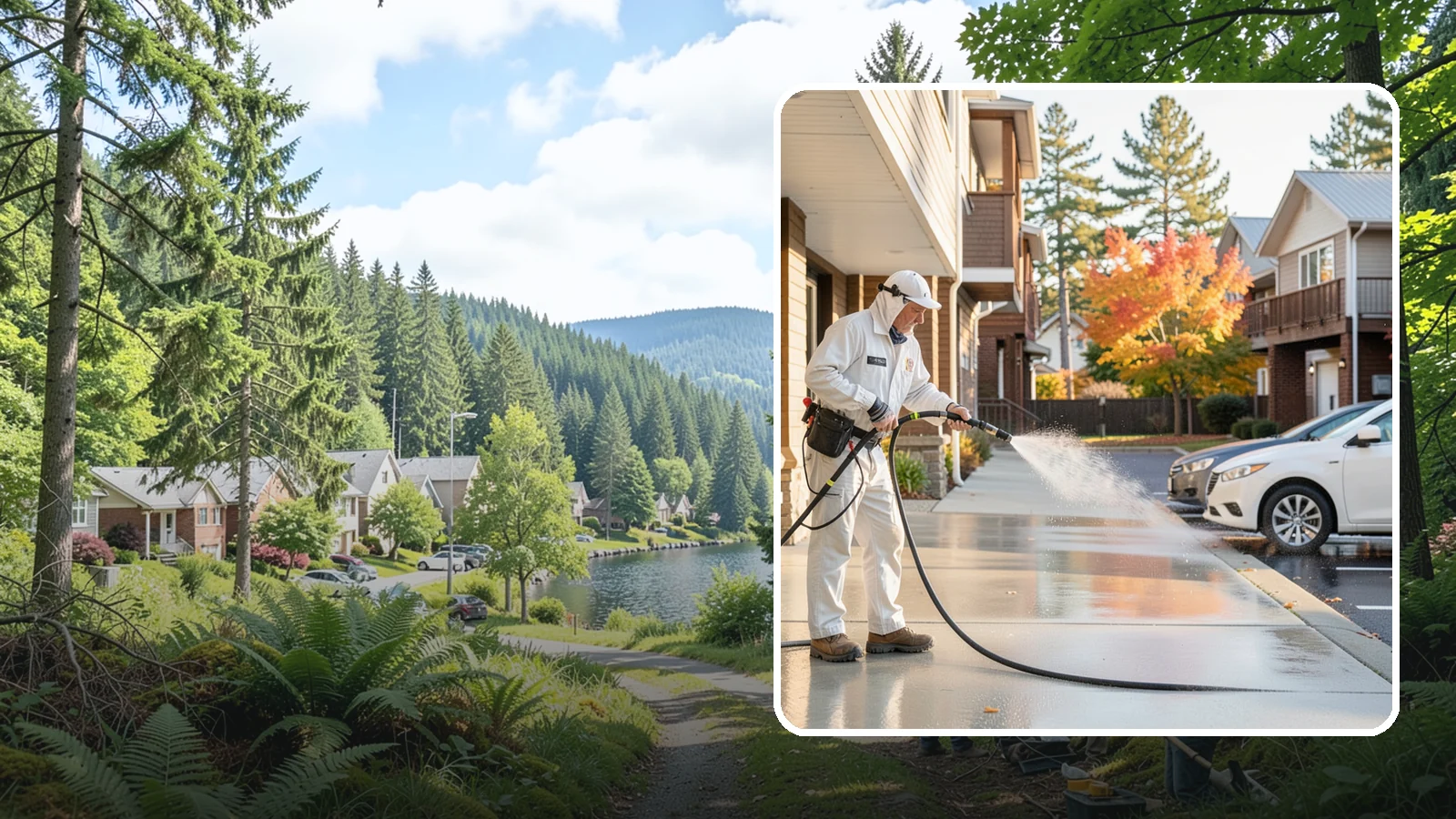 Apartment Pressure Washing in Lake Forest Park, King County, WA - We keep Washington apartment complexes clean from breezeways to parking areas so residents feel proud to come home.
