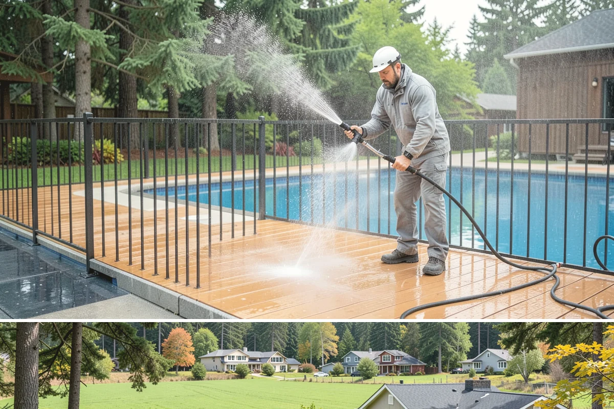 Apartment Pressure Washing in Lyman, Skagit County, WA - Stairwells and breezeways benefit from twice-yearly cleaning, ideally in spring and fall, to fight persistent Northwest moisture.