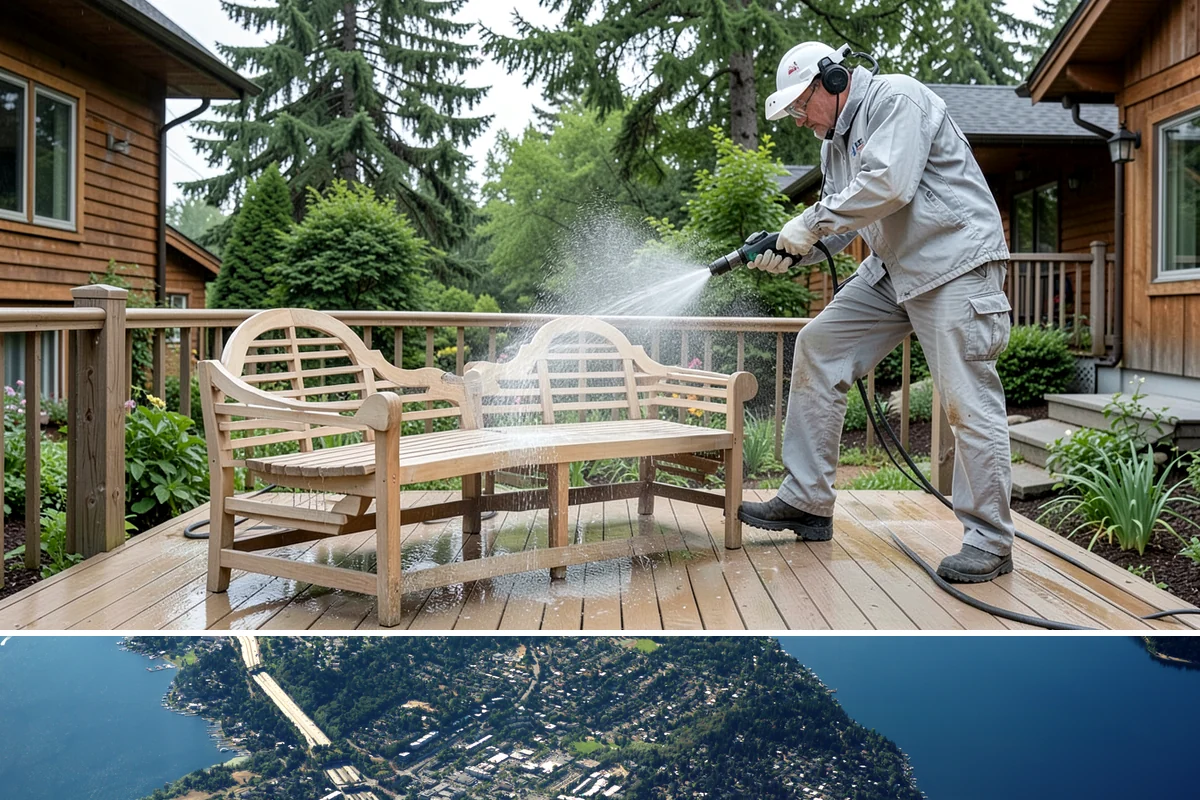 Apartment Pressure Washing in Mercer Island, King County, WA - Stairwells and breezeways benefit from twice-yearly cleaning, ideally in spring and fall, to fight persistent Northwest moisture.