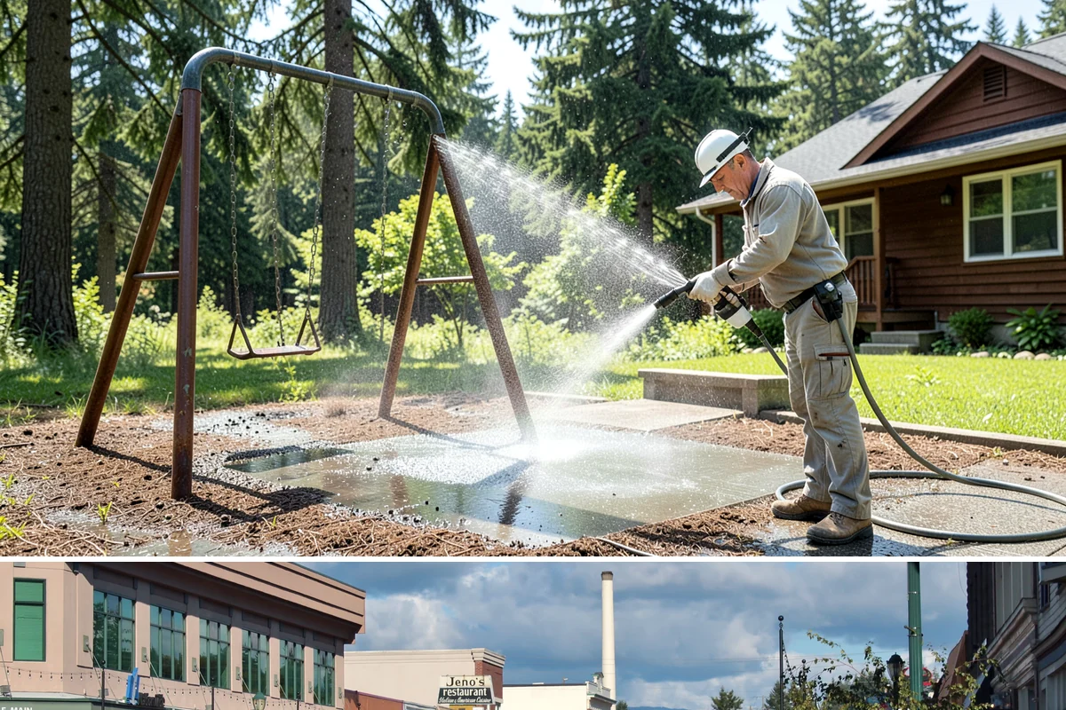 Apartment Pressure Washing in Monroe, Snohomish County, WA - Stairwells and breezeways benefit from twice-yearly cleaning, ideally in spring and fall, to fight persistent Northwest moisture.