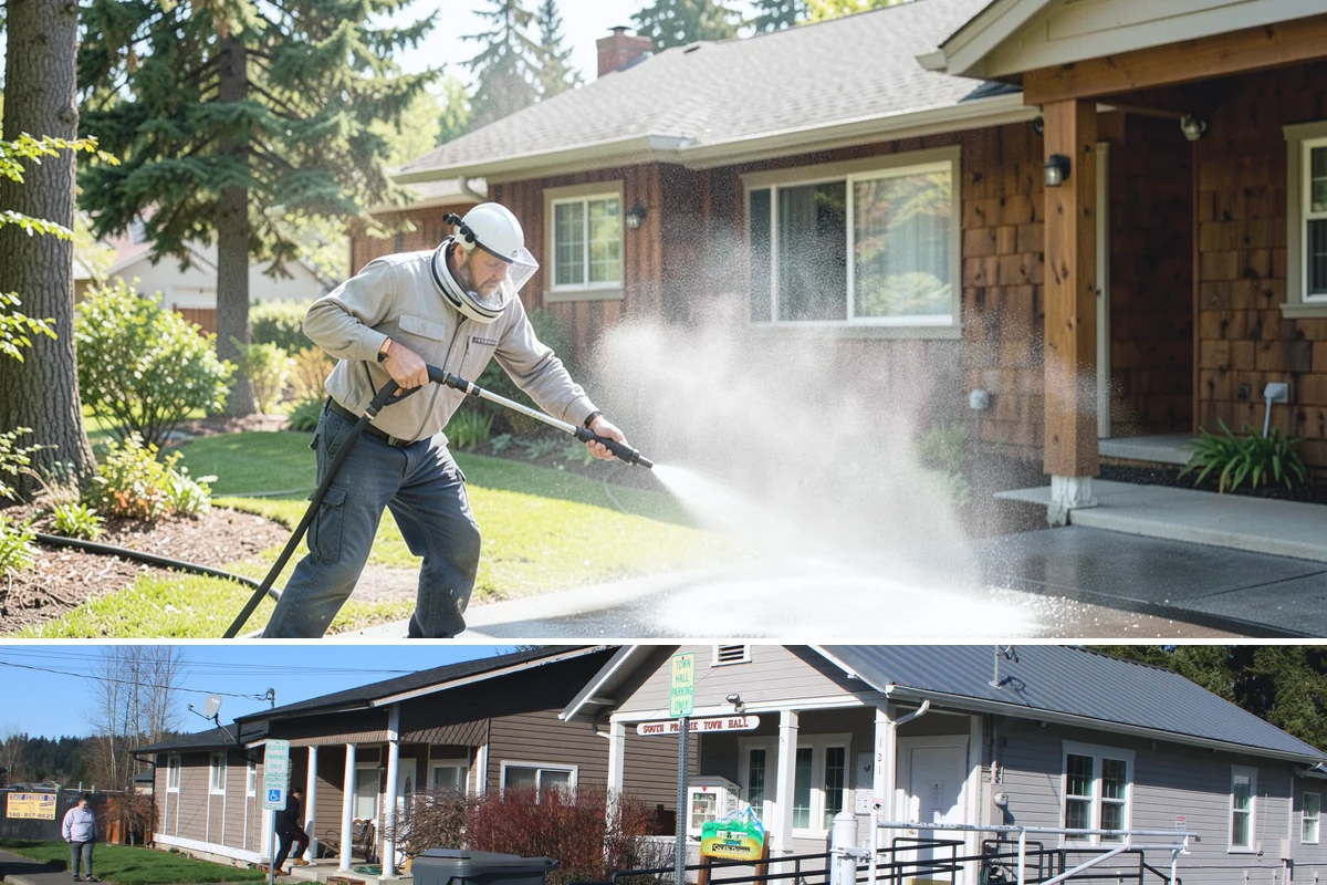 Apartment Pressure Washing in South Prairie, Pierce County, WA - Stairwells and breezeways benefit from twice-yearly cleaning, ideally in spring and fall, to fight persistent Northwest moisture.