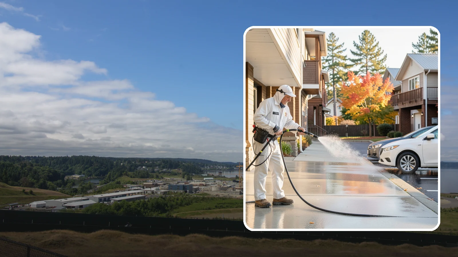 Apartment Pressure Washing in University Place, Pierce County, WA - We keep Washington apartment complexes clean from breezeways to parking areas so residents feel proud to come home.
