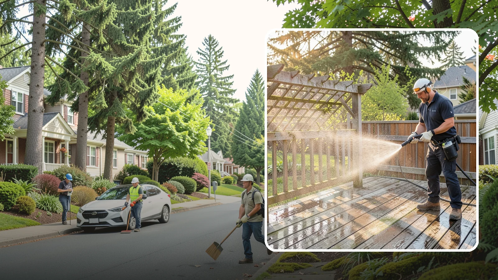 Arbor Cleaning in Beaux Arts Village, King County, WA - We soft wash garden arbors to lift the moss, algae, and climbing-plant residue that settle into their slats and joints.