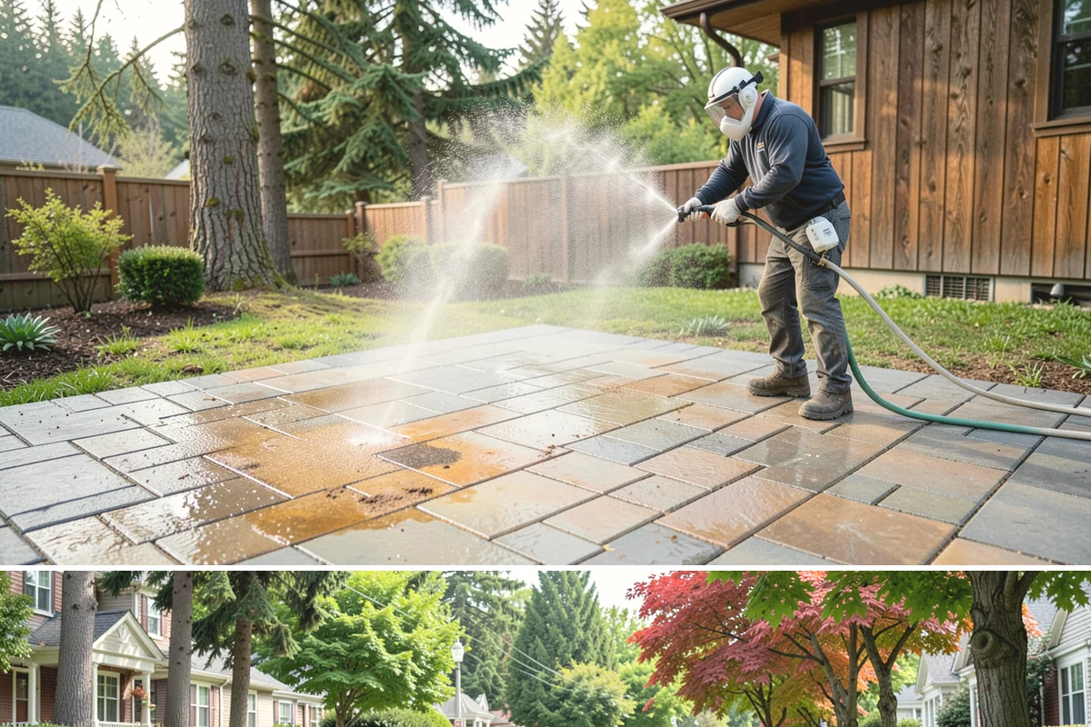 Arbor Cleaning in Beaux Arts Village, King County, WA - Clean arbors in spring before climbing plants leaf out, making the slats easier to reach and treat.