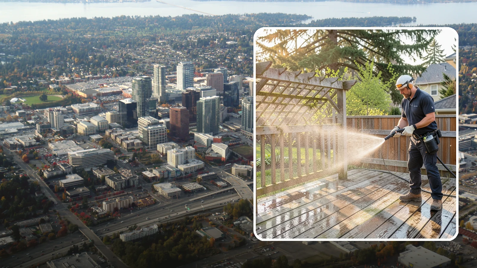 Arbor Cleaning in Bellevue, King County, WA - We soft wash garden arbors to lift the moss, algae, and climbing-plant residue that settle into their slats and joints.