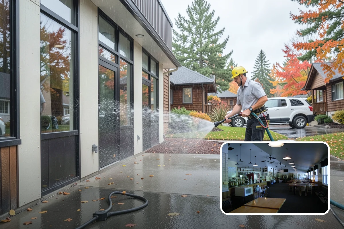 Arbor Cleaning in Black Diamond, King County, WA - Removes green algae film from beams, slats, and joints