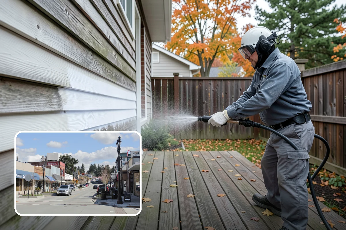 Arbor Cleaning in Bothell, King County, WA - Removes green algae film from beams, slats, and joints