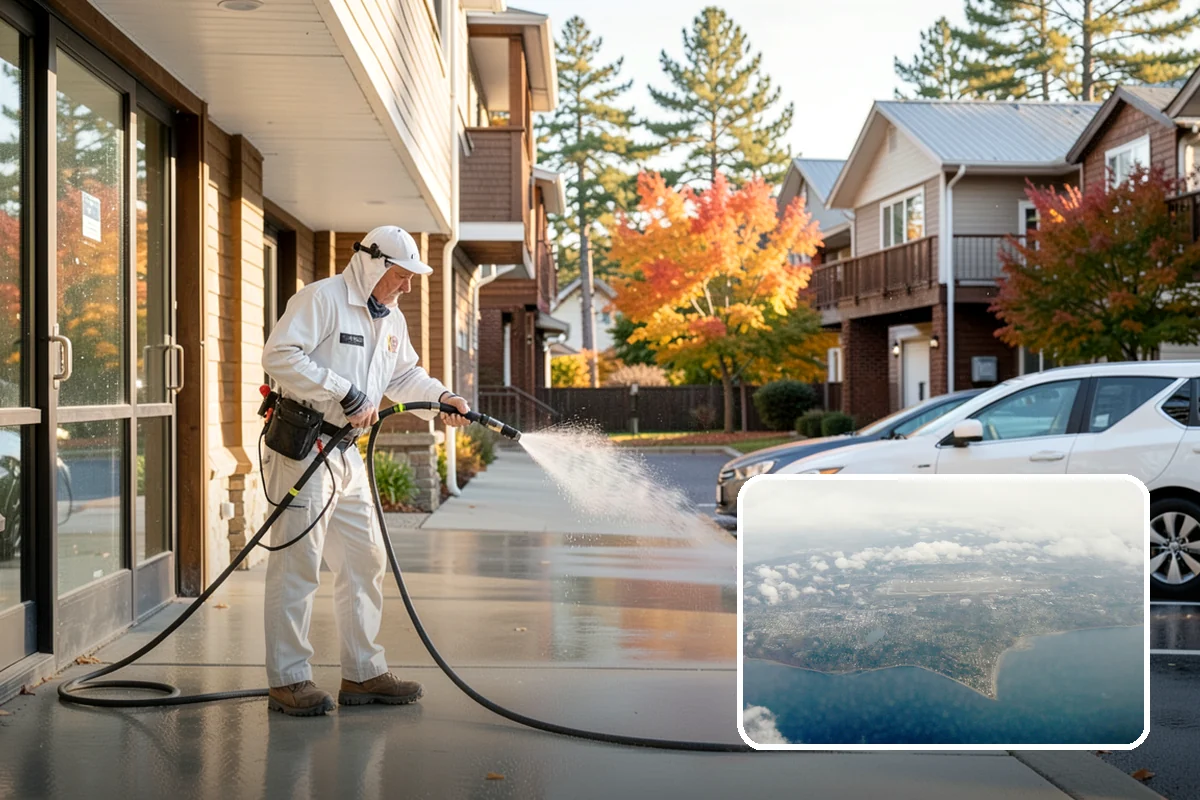 Arbor Cleaning in Burien, King County, WA - Removes green algae film from beams, slats, and joints