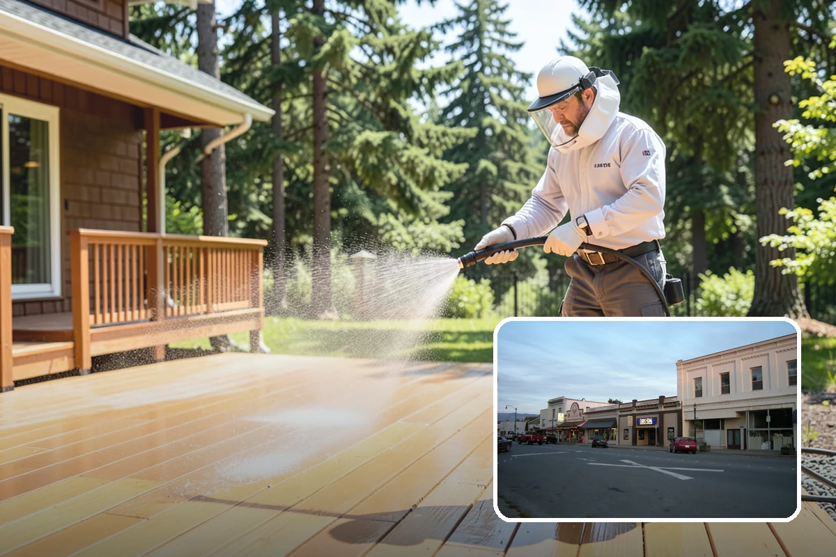 Arbor Cleaning in Burlington, Skagit County, WA - Removes green algae film from beams, slats, and joints
