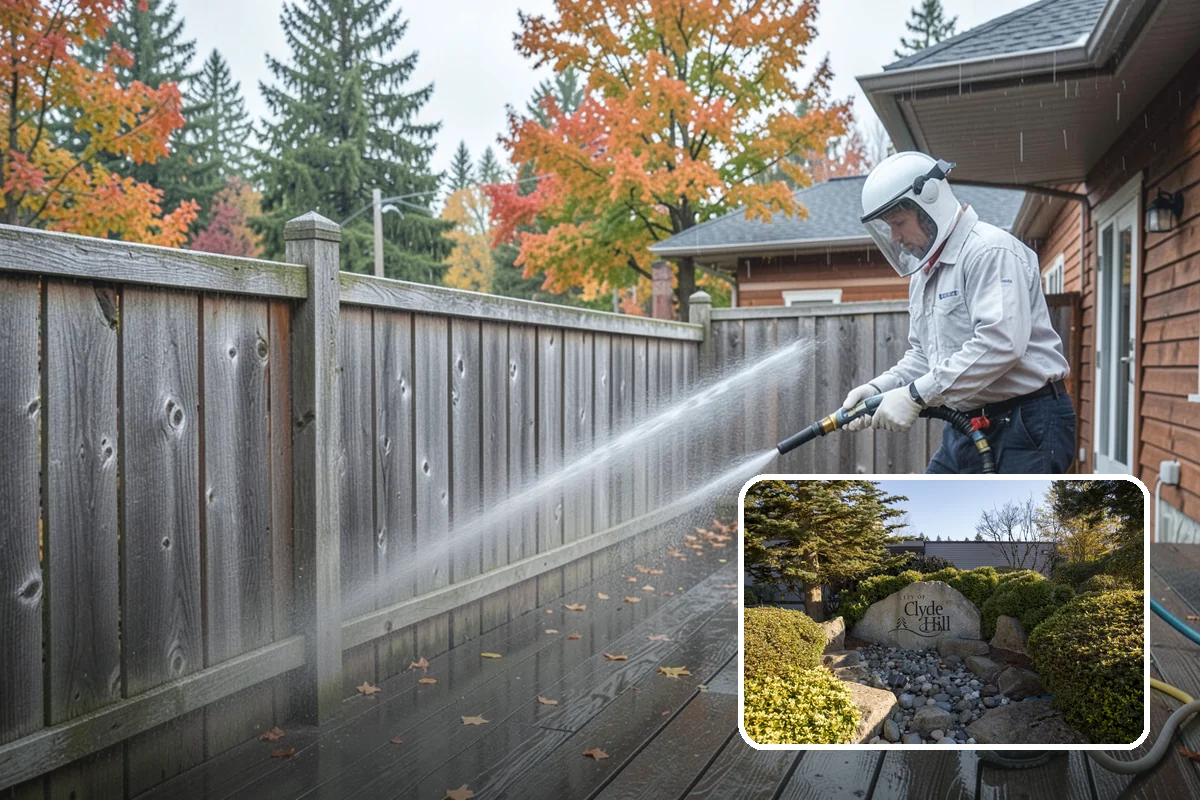 Arbor Cleaning in Clyde Hill, King County, WA - Removes green algae film from beams, slats, and joints