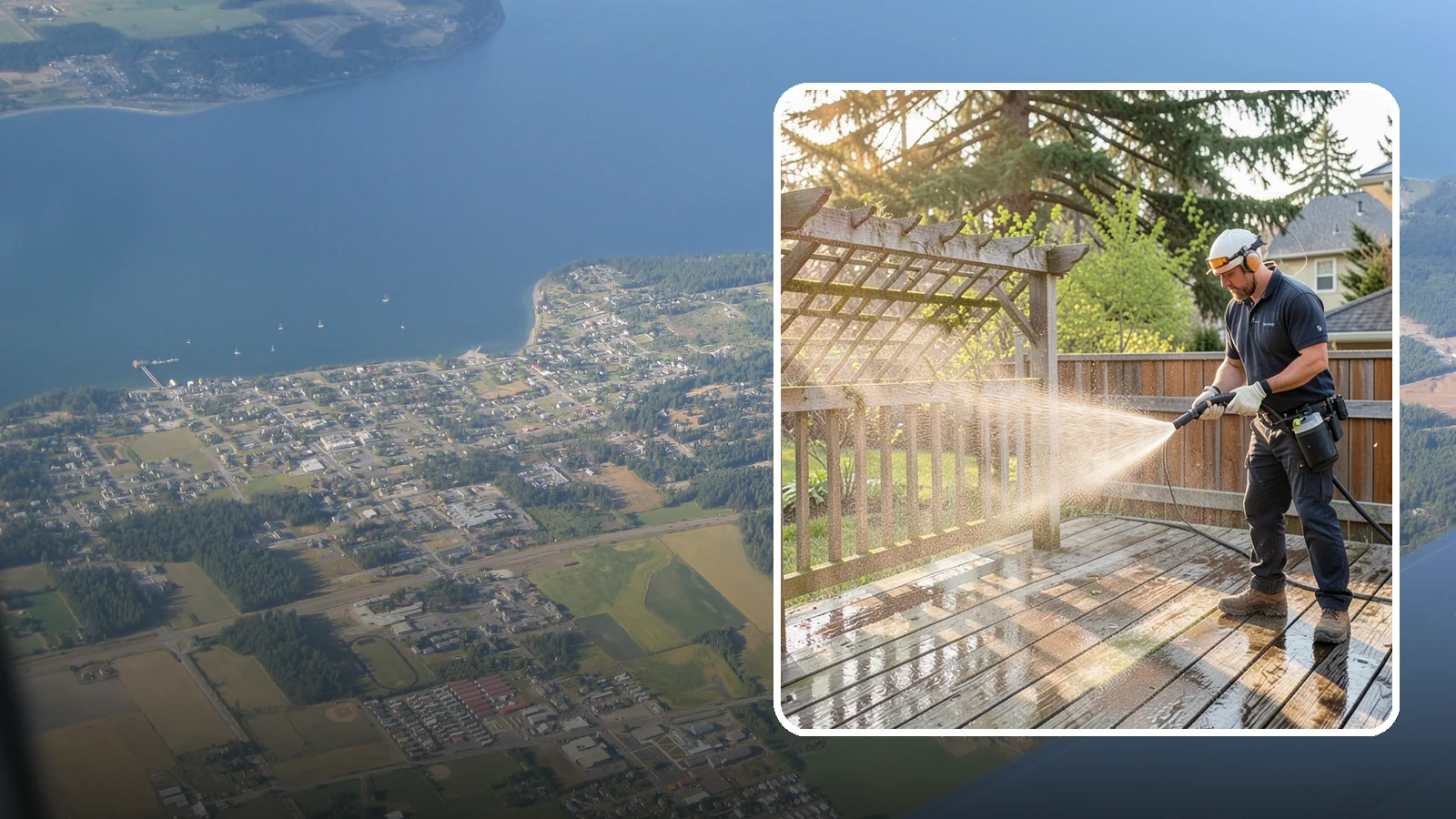 Arbor Cleaning in Coupeville, Island County, WA - We soft wash garden arbors to lift the moss, algae, and climbing-plant residue that settle into their slats and joints.
