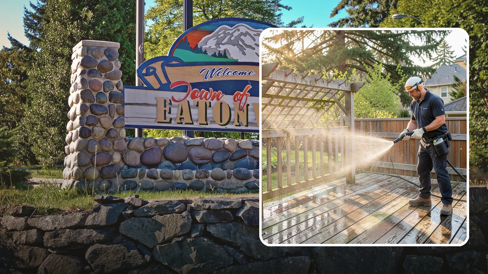 Arbor Cleaning in Eatonville, Pierce County, WA - We soft wash garden arbors to lift the moss, algae, and climbing-plant residue that settle into their slats and joints.