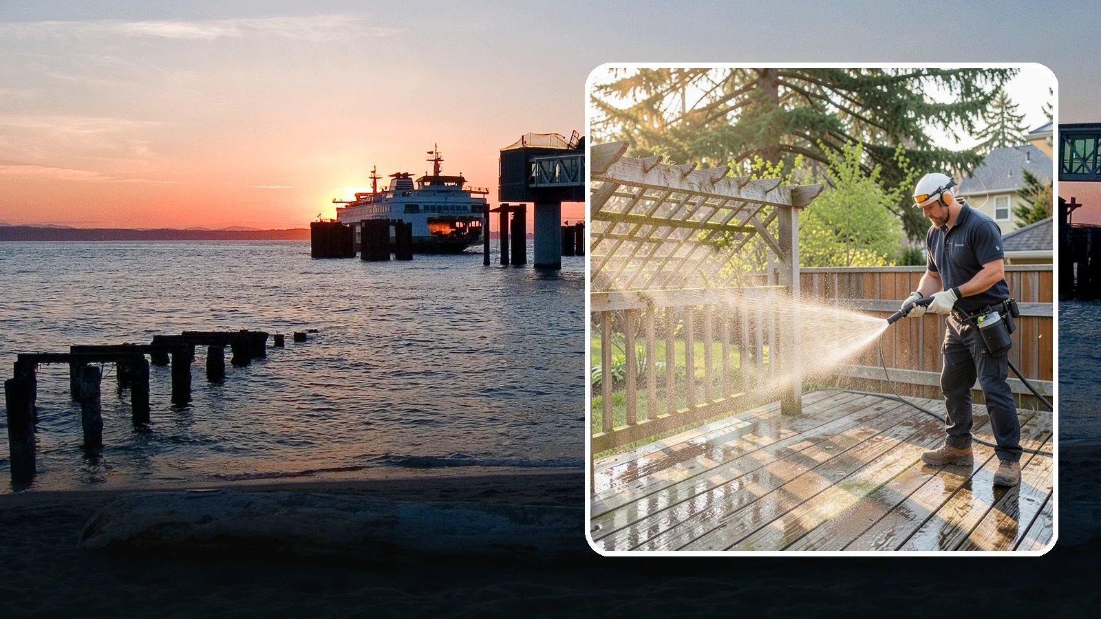 Arbor Cleaning in Edmonds, Snohomish County, WA - We soft wash garden arbors to lift the moss, algae, and climbing-plant residue that settle into their slats and joints.