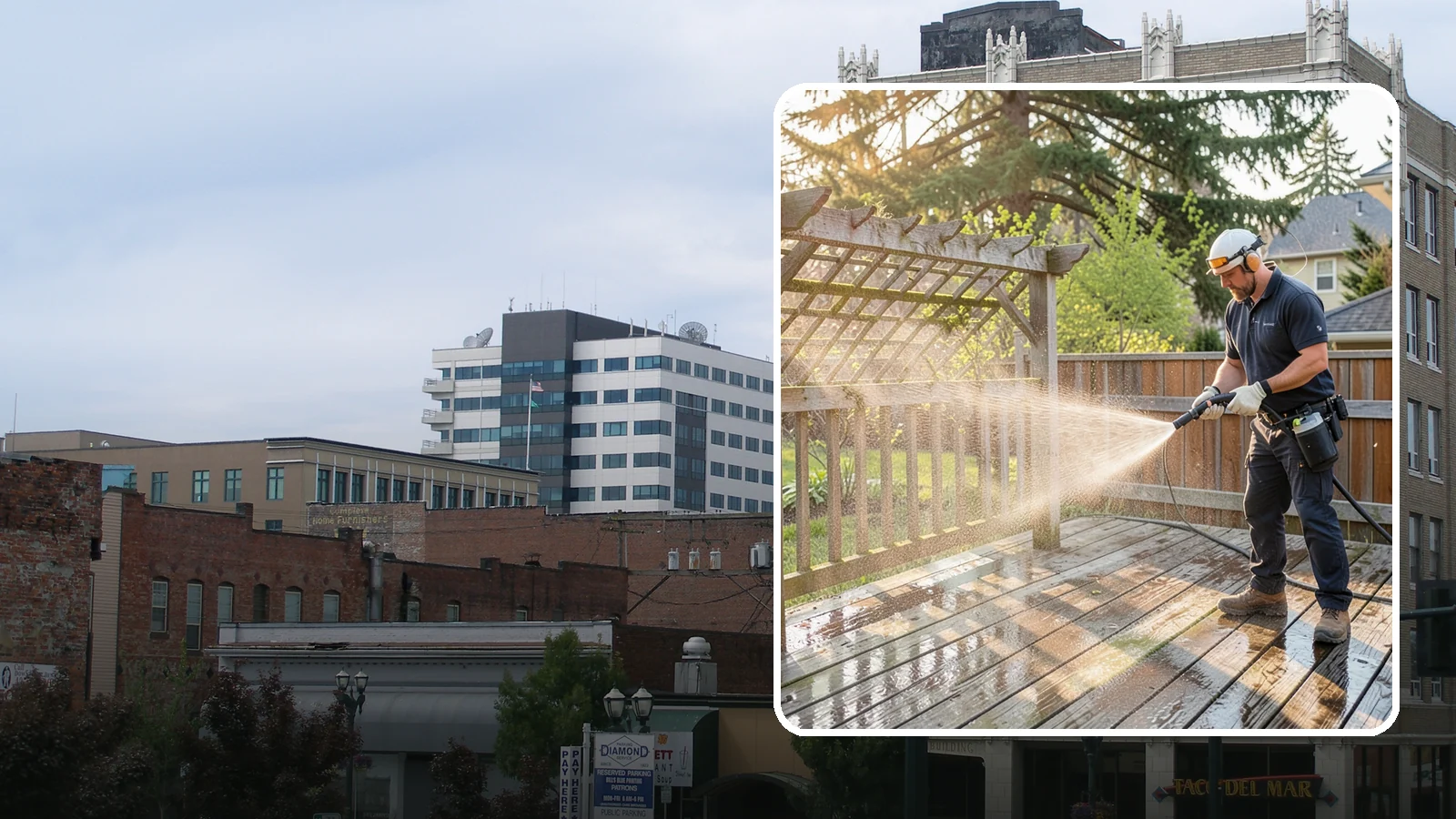 Arbor Cleaning in Everett, Snohomish County, WA - We soft wash garden arbors to lift the moss, algae, and climbing-plant residue that settle into their slats and joints.