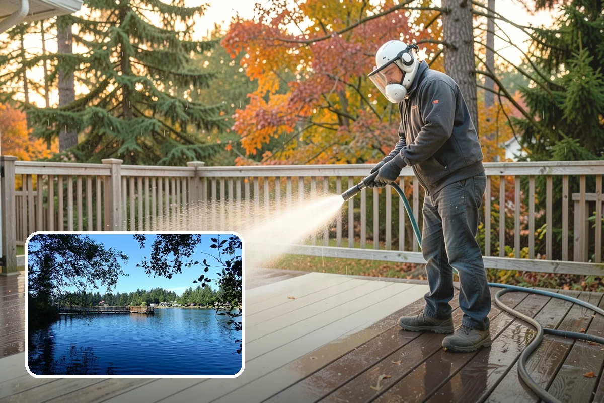 Arbor Cleaning in Federal Way, King County, WA - Removes green algae film from beams, slats, and joints