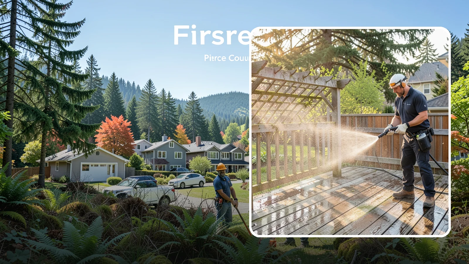 Arbor Cleaning in Fircrest, Pierce County, WA - We soft wash garden arbors to lift the moss, algae, and climbing-plant residue that settle into their slats and joints.