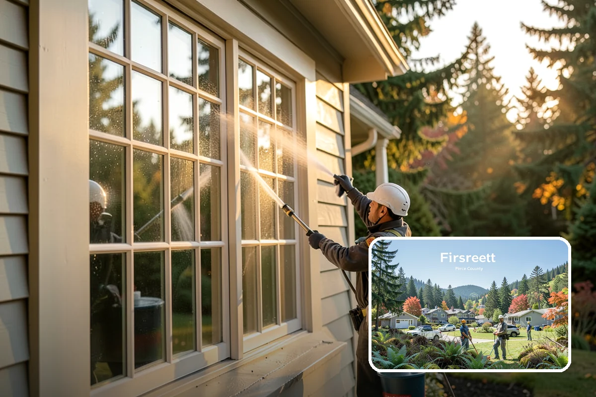 Arbor Cleaning in Fircrest, Pierce County, WA - Removes green algae film from beams, slats, and joints