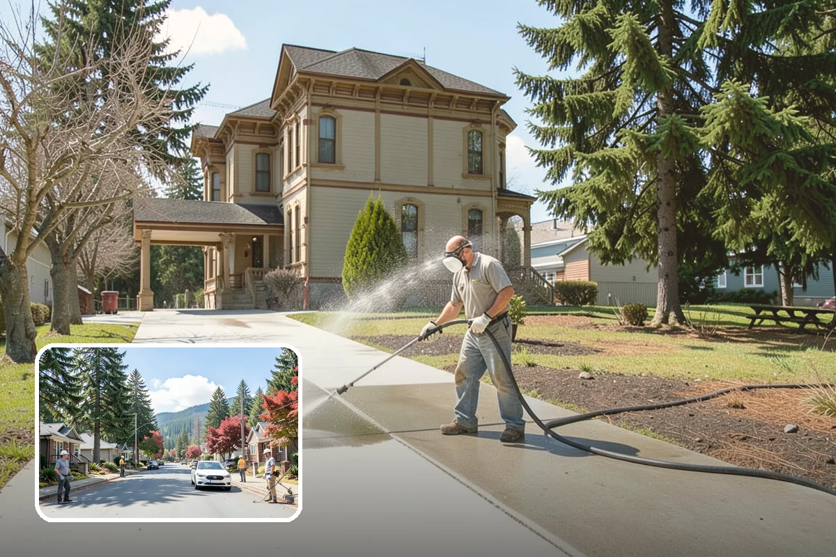 Arbor Cleaning in Hunts Point, King County, WA - Removes green algae film from beams, slats, and joints