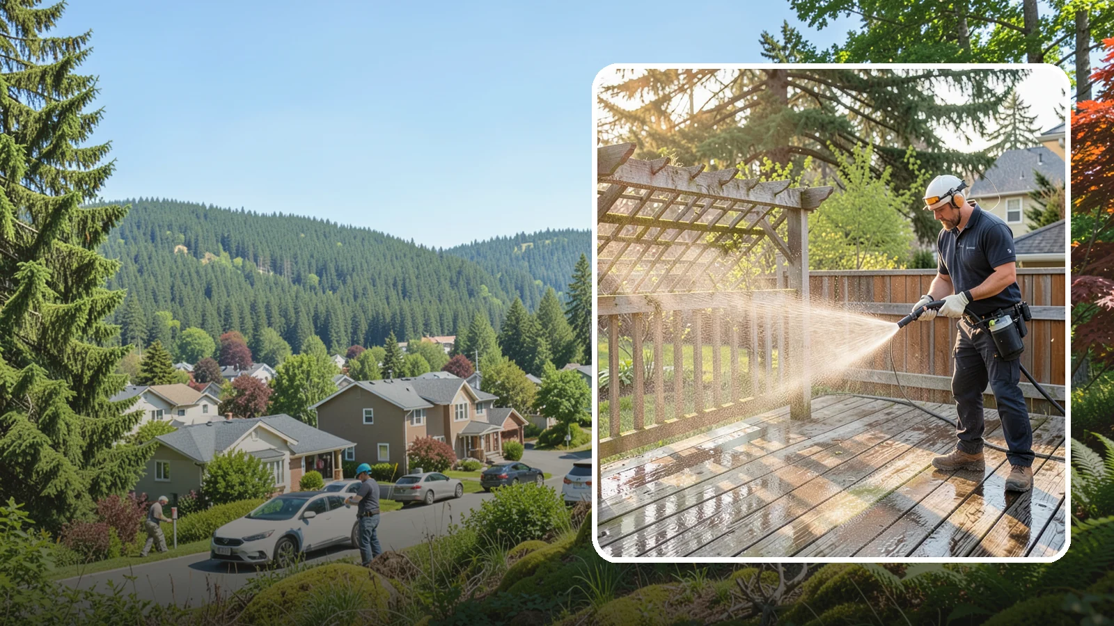 Arbor Cleaning in Index, Snohomish County, WA - We soft wash garden arbors to lift the moss, algae, and climbing-plant residue that settle into their slats and joints.