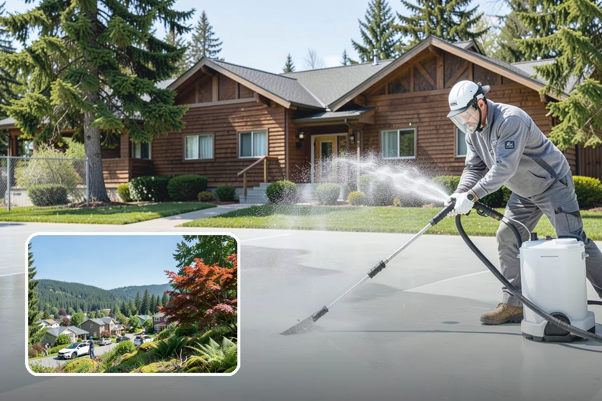 Arbor Cleaning in Index, Snohomish County, WA - Removes green algae film from beams, slats, and joints