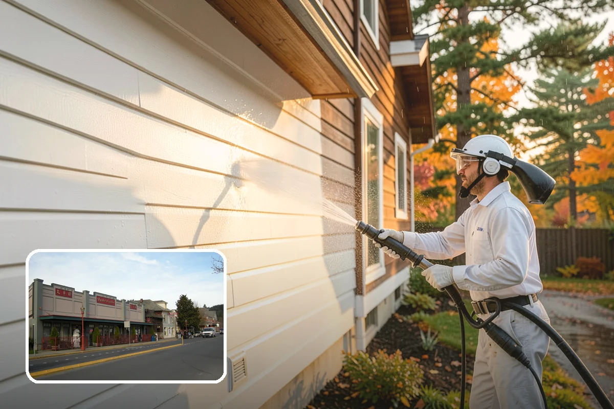 Arbor Cleaning in Issaquah, King County, WA - Removes green algae film from beams, slats, and joints