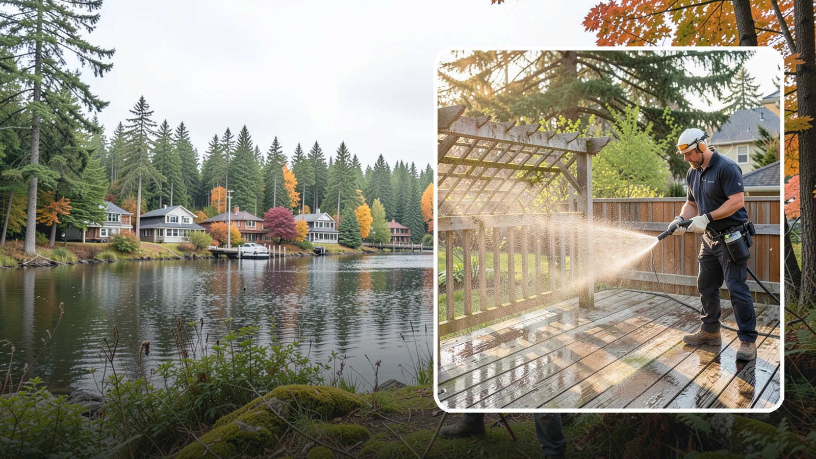 Arbor Cleaning in La Conner, Skagit County, WA - We soft wash garden arbors to lift the moss, algae, and climbing-plant residue that settle into their slats and joints.