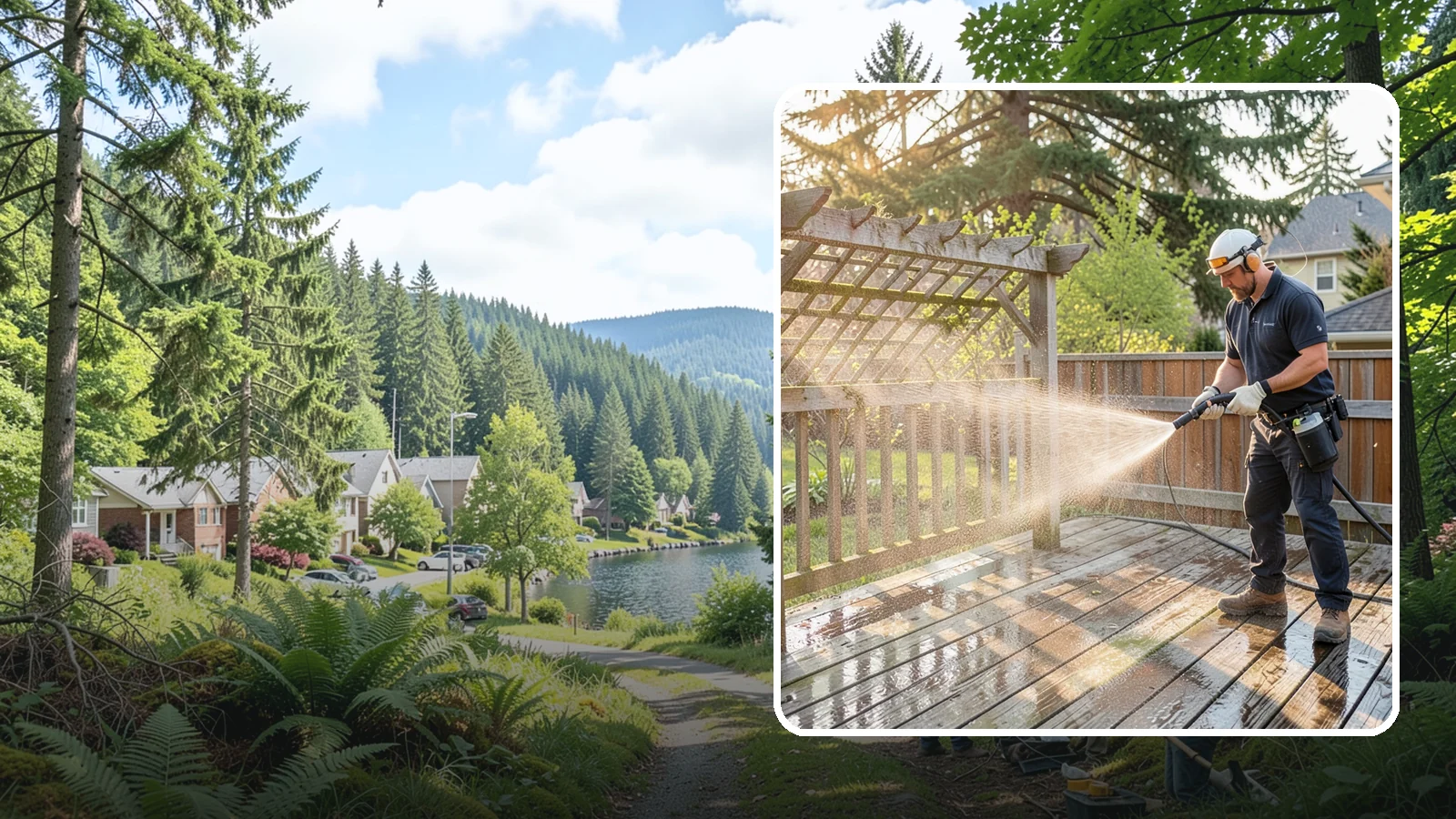 Arbor Cleaning in Lake Forest Park, King County, WA - We soft wash garden arbors to lift the moss, algae, and climbing-plant residue that settle into their slats and joints.