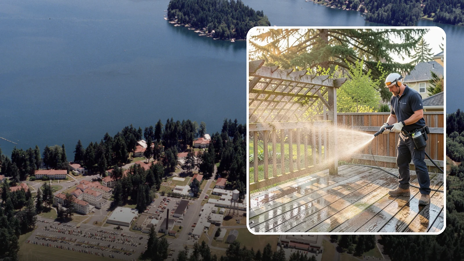 Arbor Cleaning in Lakewood, Pierce County, WA - We soft wash garden arbors to lift the moss, algae, and climbing-plant residue that settle into their slats and joints.