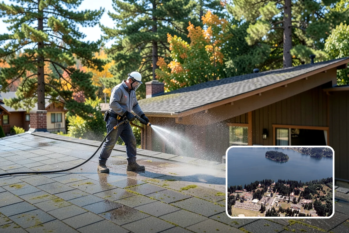 Arbor Cleaning in Lakewood, Pierce County, WA - Removes green algae film from beams, slats, and joints
