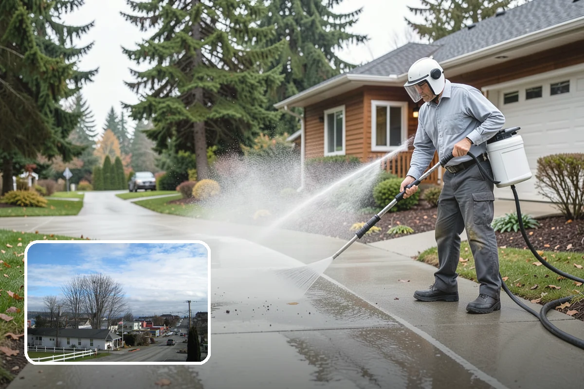 Arbor Cleaning in Langley, Island County, WA - Removes green algae film from beams, slats, and joints