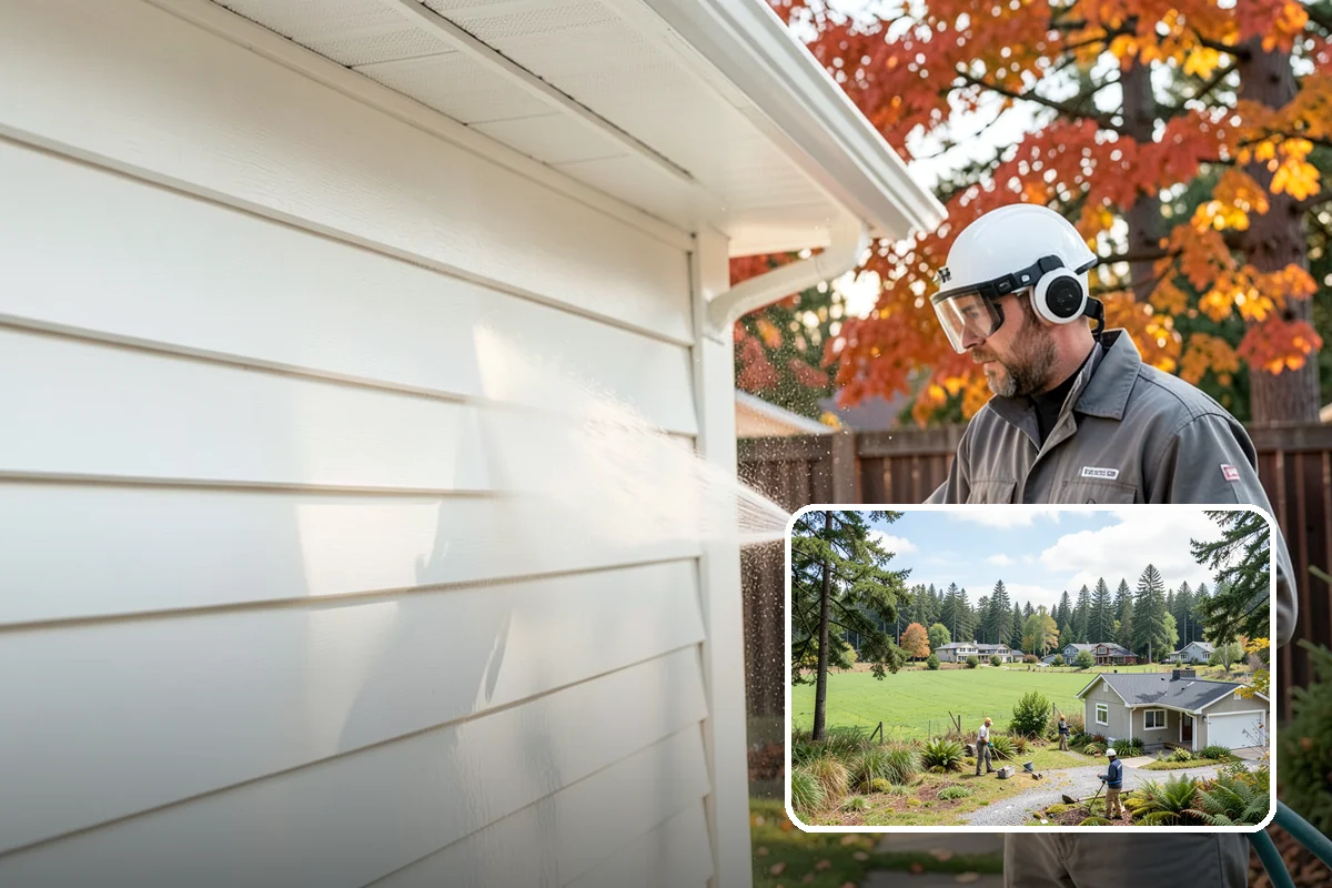 Arbor Cleaning in Lyman, Skagit County, WA - Removes green algae film from beams, slats, and joints