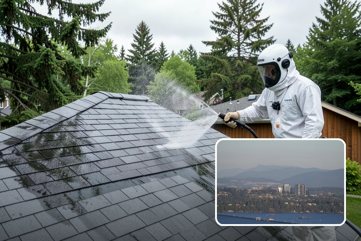Arbor Cleaning in Medina, King County, WA - Removes green algae film from beams, slats, and joints