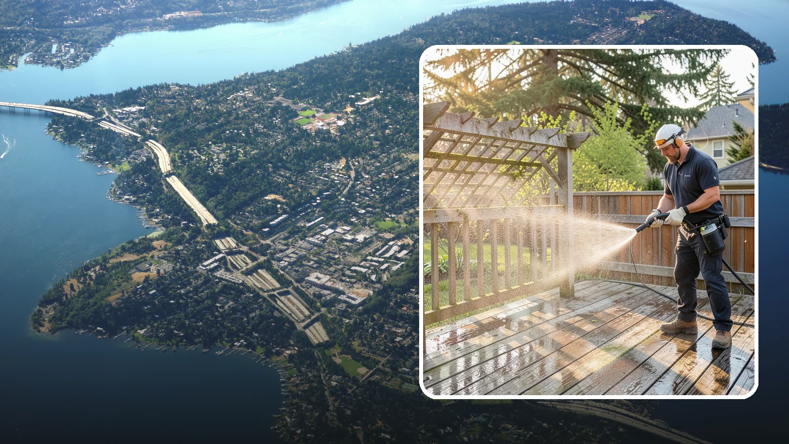 Arbor Cleaning in Mercer Island, King County, WA - We soft wash garden arbors to lift the moss, algae, and climbing-plant residue that settle into their slats and joints.