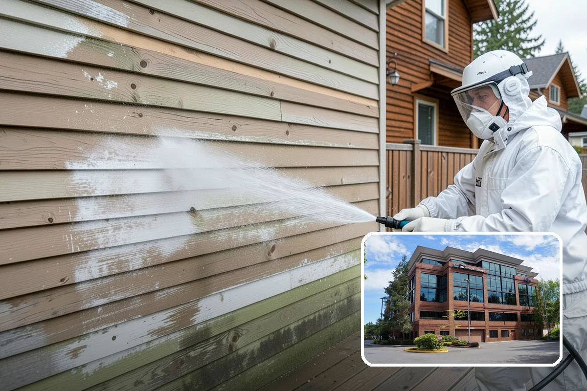 Arbor Cleaning in Mountlake Terrace, Snohomish County, WA - Removes green algae film from beams, slats, and joints