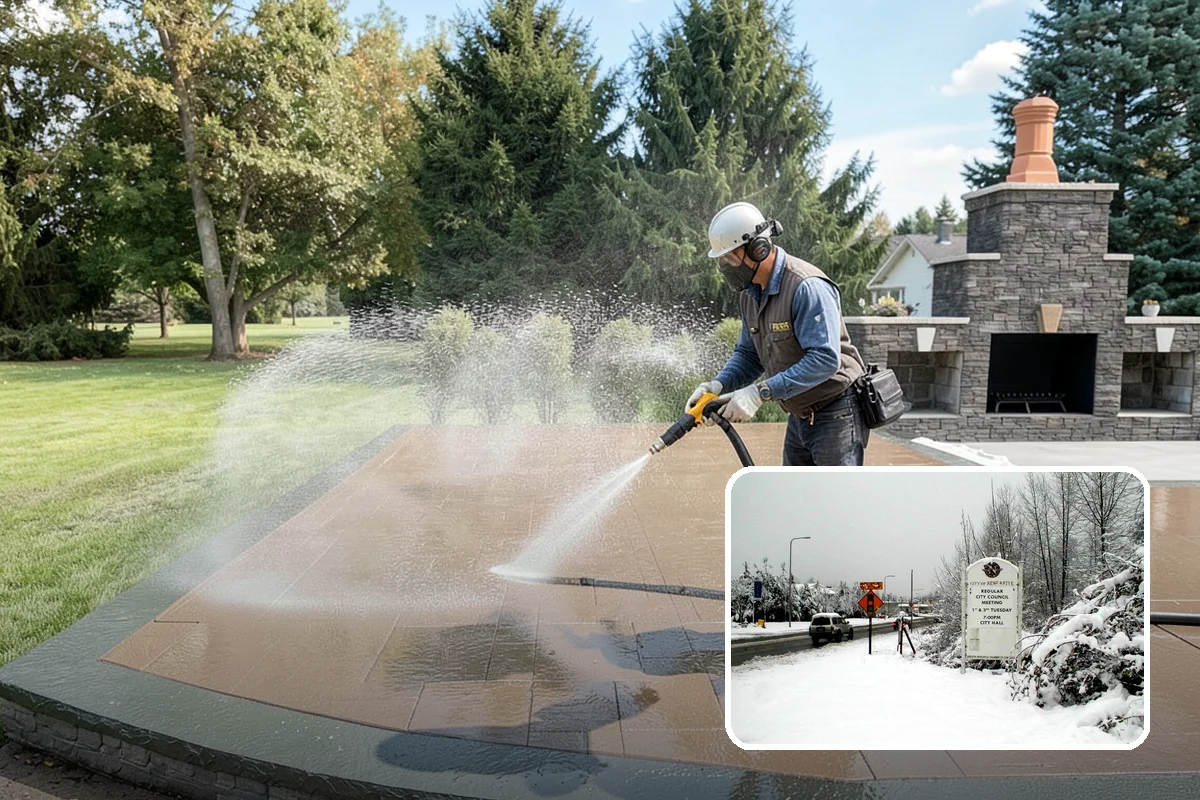 Arbor Cleaning in Newcastle, King County, WA - Removes green algae film from beams, slats, and joints