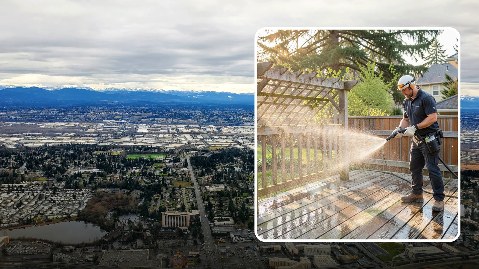 Arbor Cleaning in SeaTac, King County, WA - We soft wash garden arbors to lift the moss, algae, and climbing-plant residue that settle into their slats and joints.