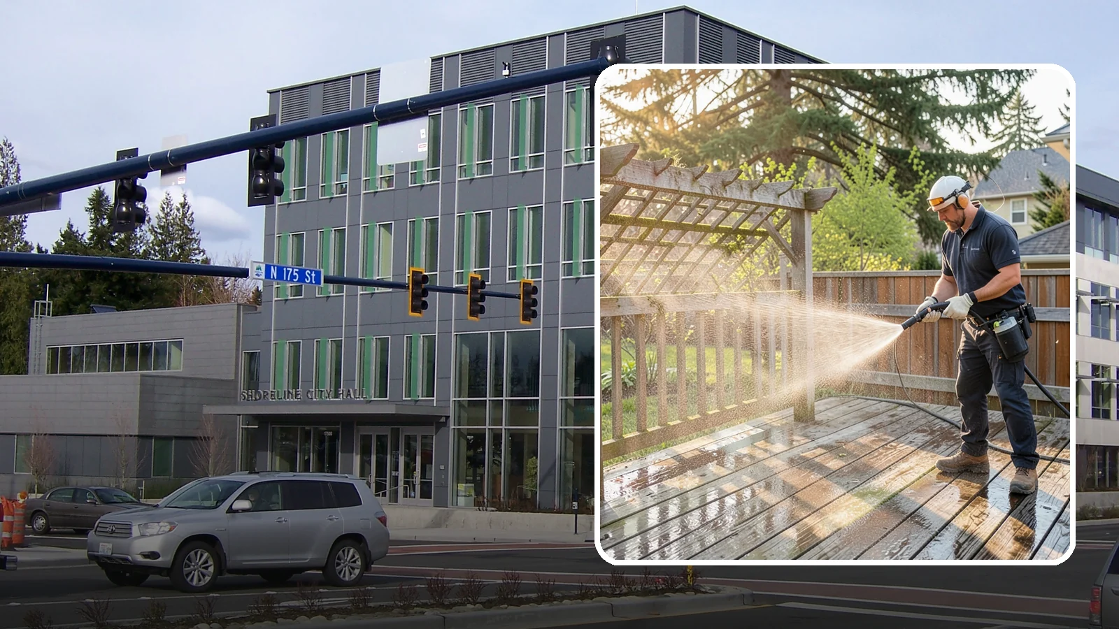 Arbor Cleaning in Shoreline, King County, WA - We soft wash garden arbors to lift the moss, algae, and climbing-plant residue that settle into their slats and joints.