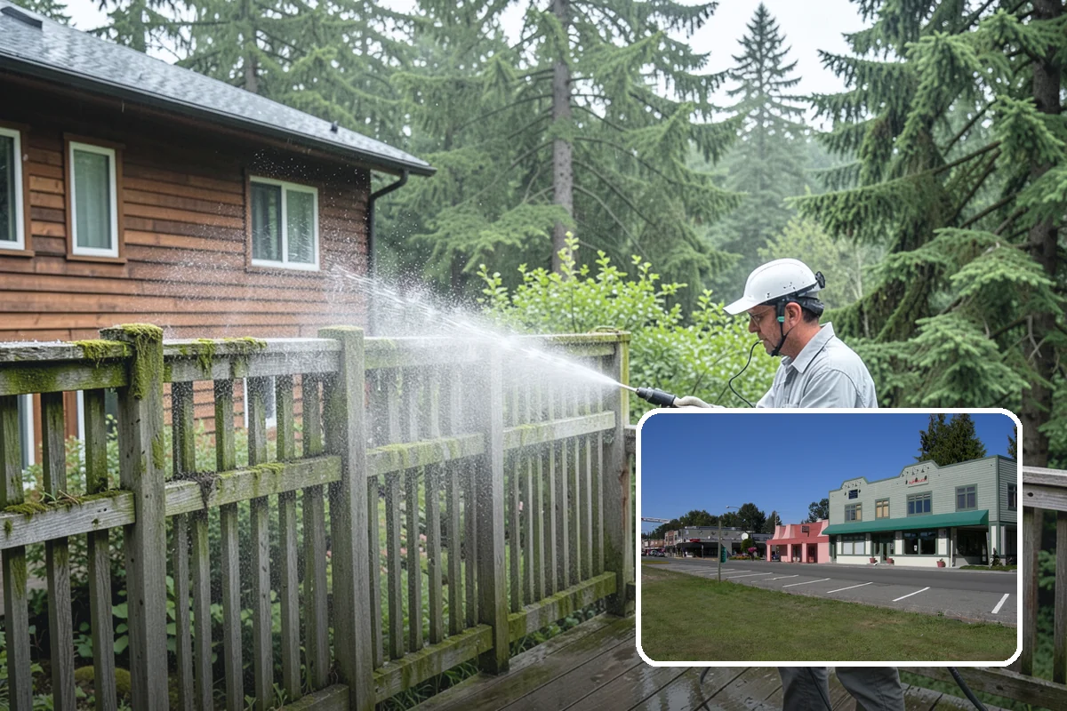 Arbor Cleaning in Snoqualmie, King County, WA - Removes green algae film from beams, slats, and joints