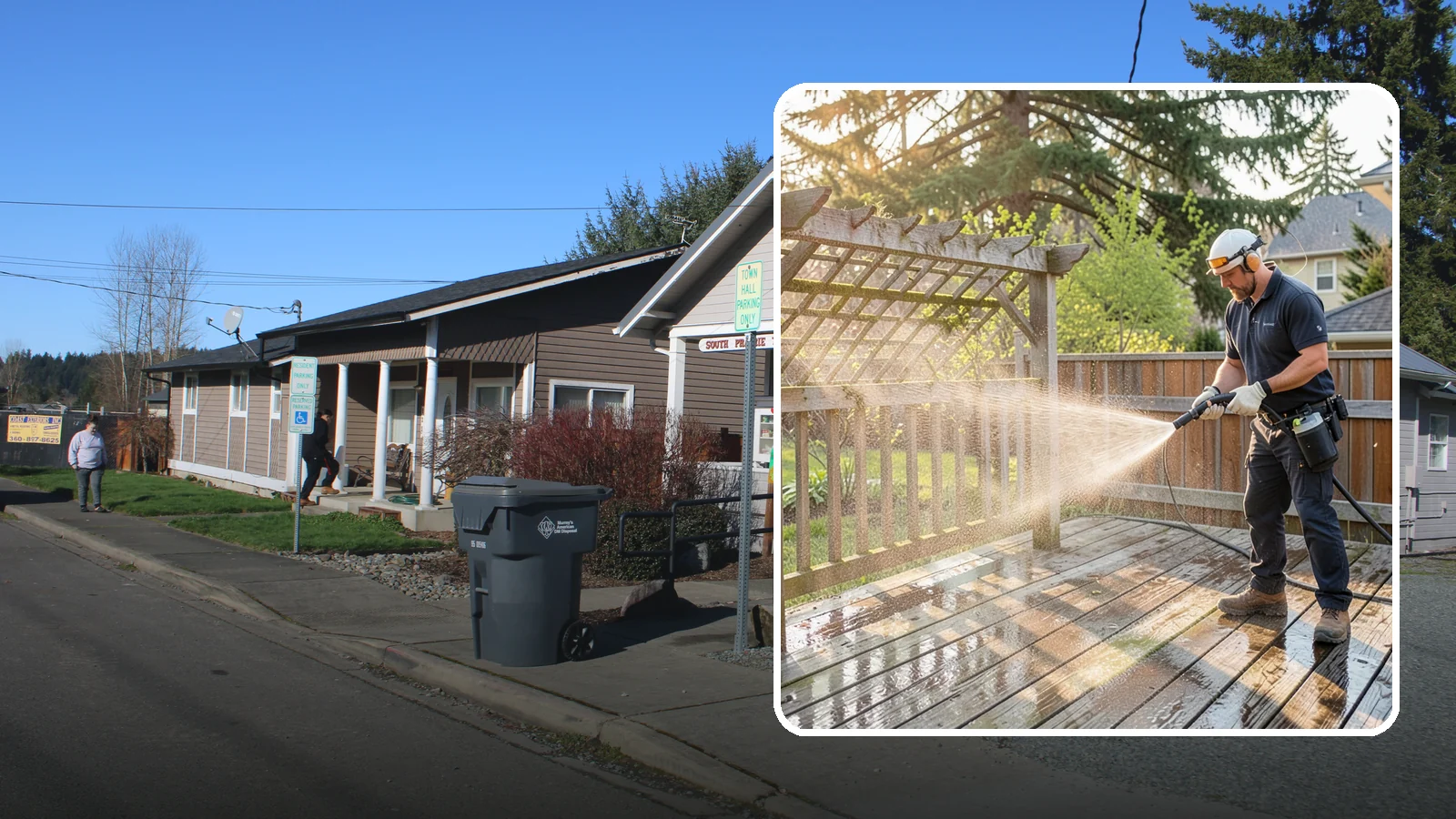 Arbor Cleaning in South Prairie, Pierce County, WA - We soft wash garden arbors to lift the moss, algae, and climbing-plant residue that settle into their slats and joints.