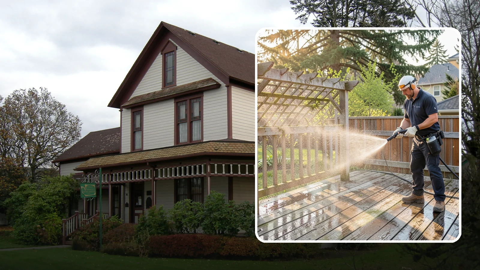 Arbor Cleaning in Sumner, Pierce County, WA - We soft wash garden arbors to lift the moss, algae, and climbing-plant residue that settle into their slats and joints.