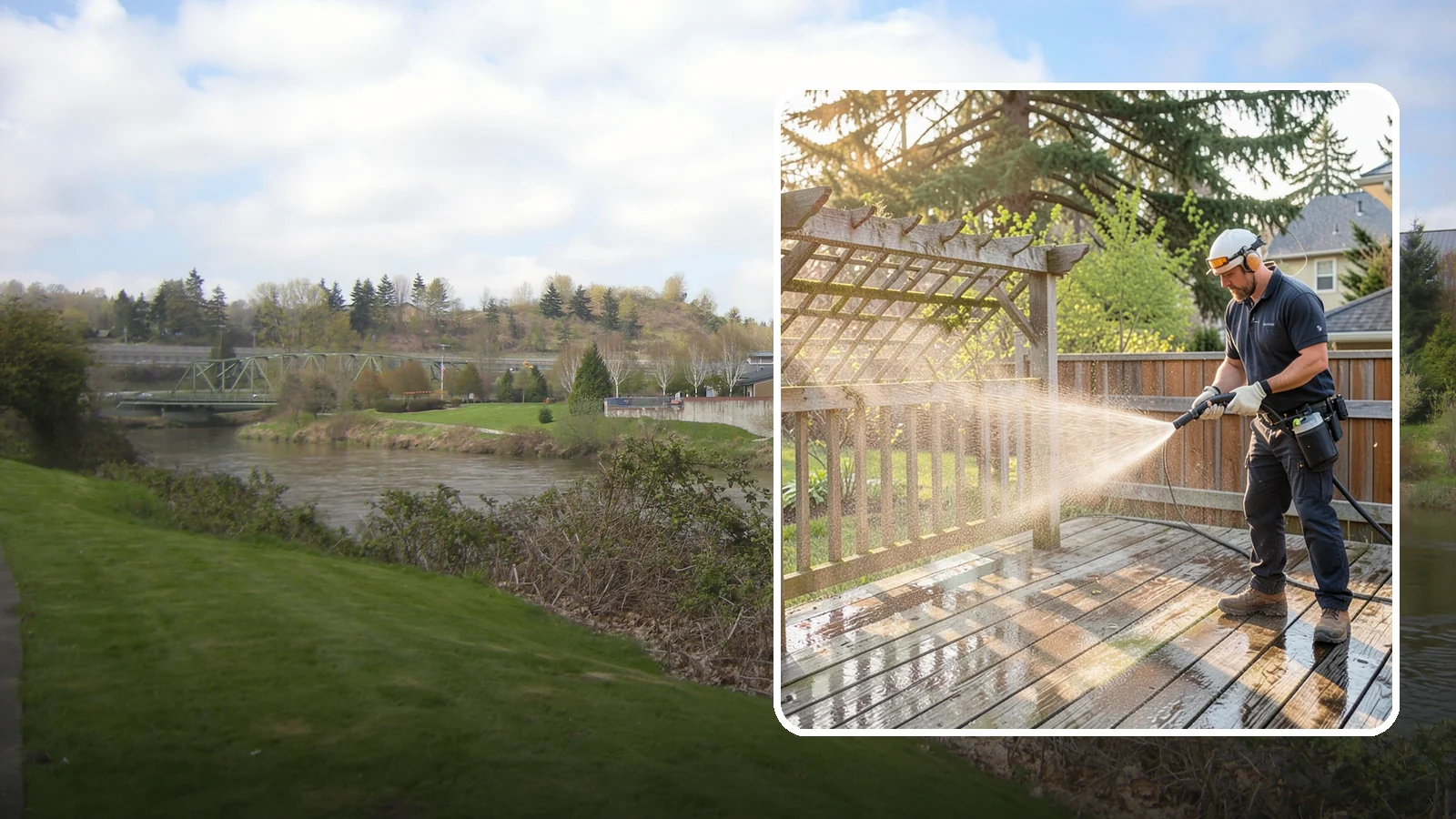 Arbor Cleaning in Tukwila, King County, WA - We soft wash garden arbors to lift the moss, algae, and climbing-plant residue that settle into their slats and joints.