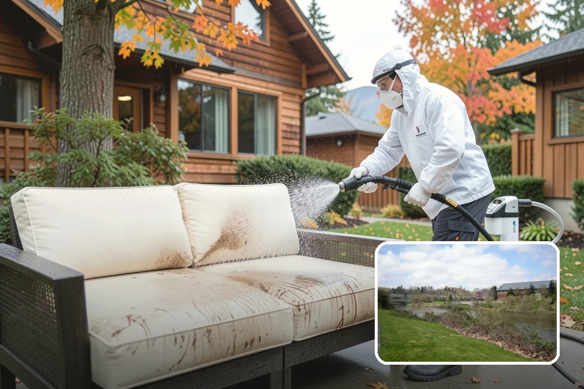 Arbor Cleaning in Tukwila, King County, WA - Removes green algae film from beams, slats, and joints