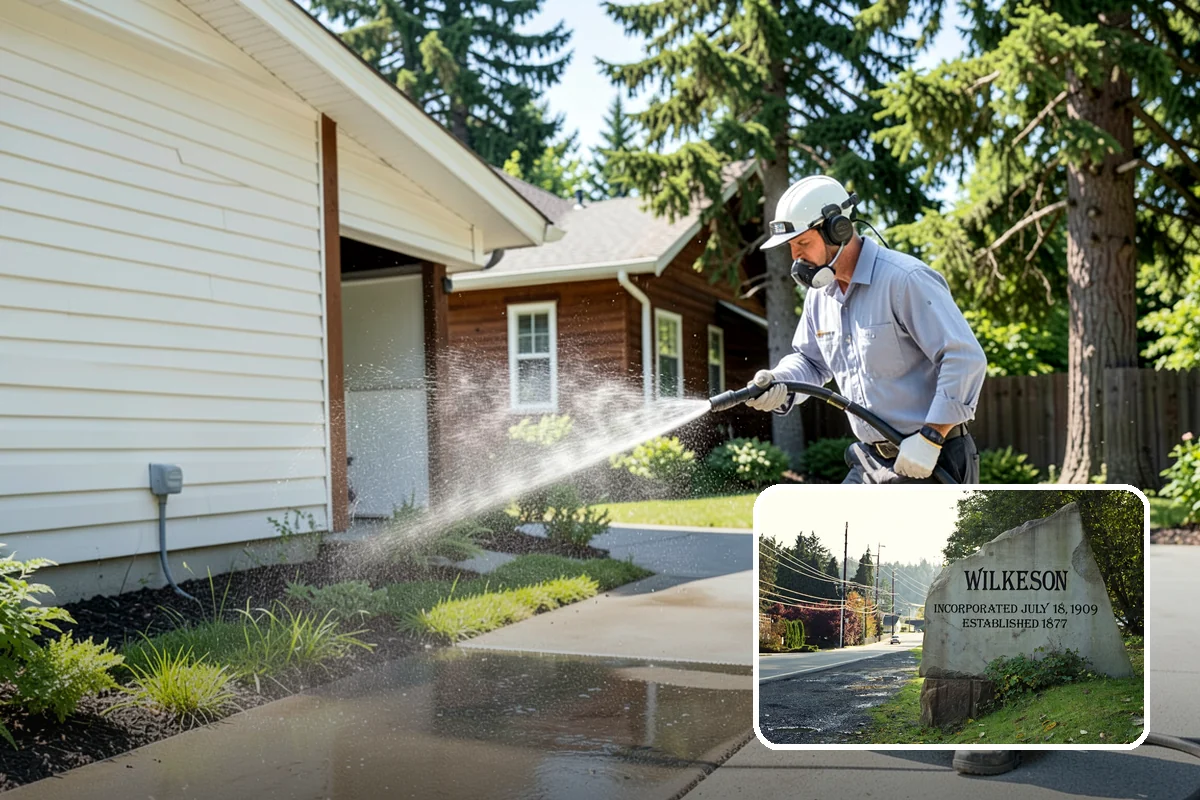 Arbor Cleaning in Wilkeson, Pierce County, WA - Removes green algae film from beams, slats, and joints