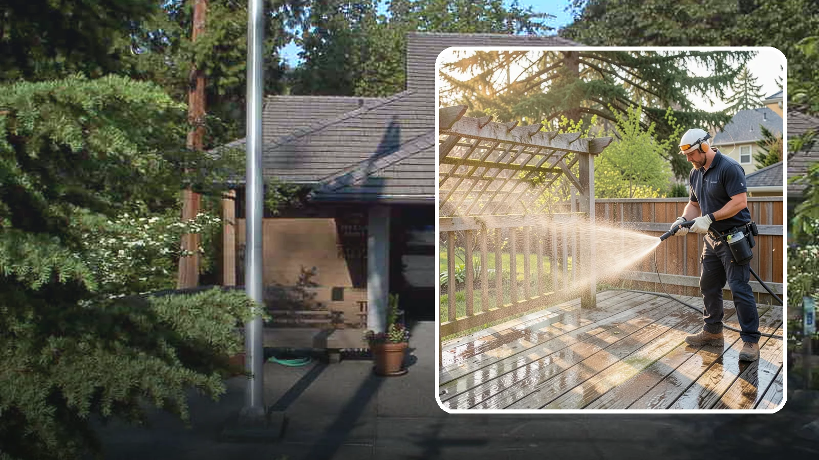 Arbor Cleaning in Yarrow Point, King County, WA - We soft wash garden arbors to lift the moss, algae, and climbing-plant residue that settle into their slats and joints.