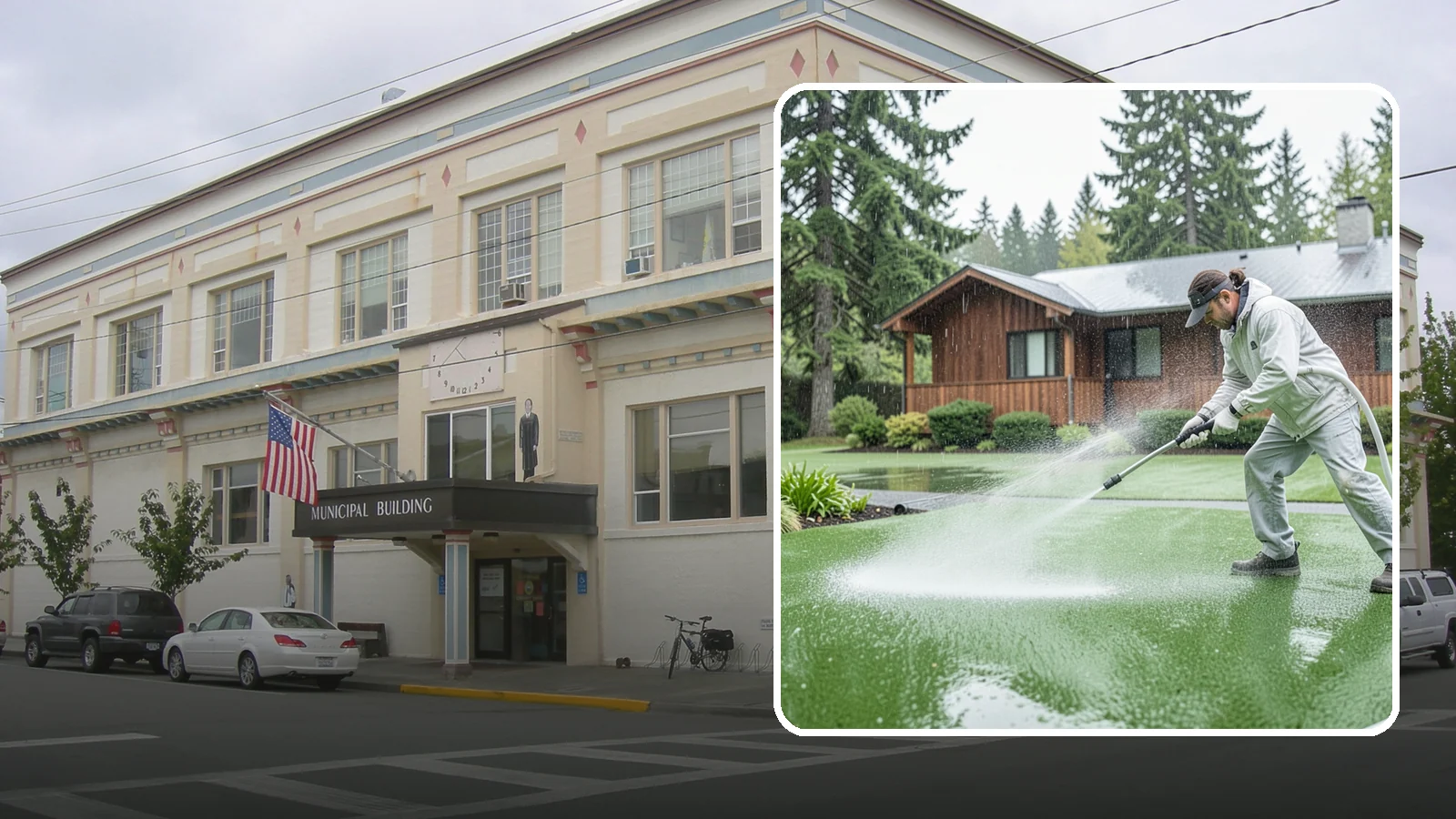 Artificial Turf Cleaning in Anacortes, Skagit County, WA - We deep-clean artificial turf to flush out the odor, debris, and algae that synthetic lawns trap in a rainy climate.
