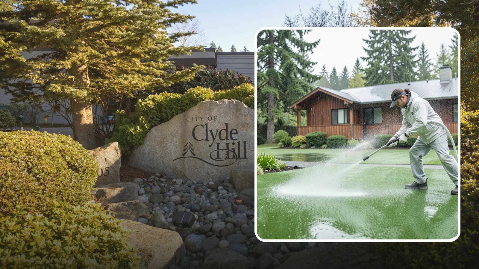 Artificial Turf Cleaning in Clyde Hill, King County, WA - We deep-clean artificial turf to flush out the odor, debris, and algae that synthetic lawns trap in a rainy climate.