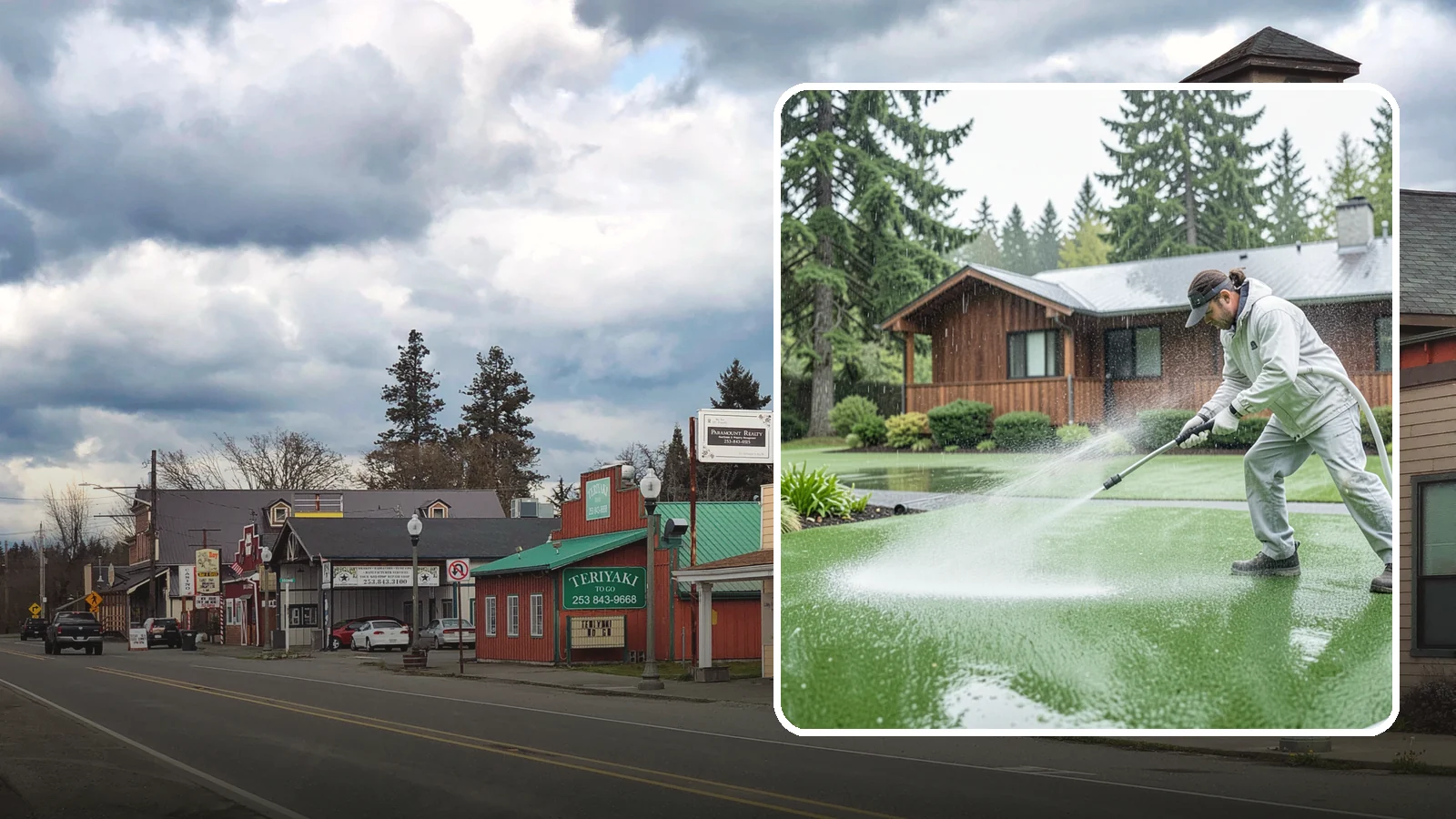 Artificial Turf Cleaning in Roy, Pierce County, WA - We deep-clean artificial turf to flush out the odor, debris, and algae that synthetic lawns trap in a rainy climate.